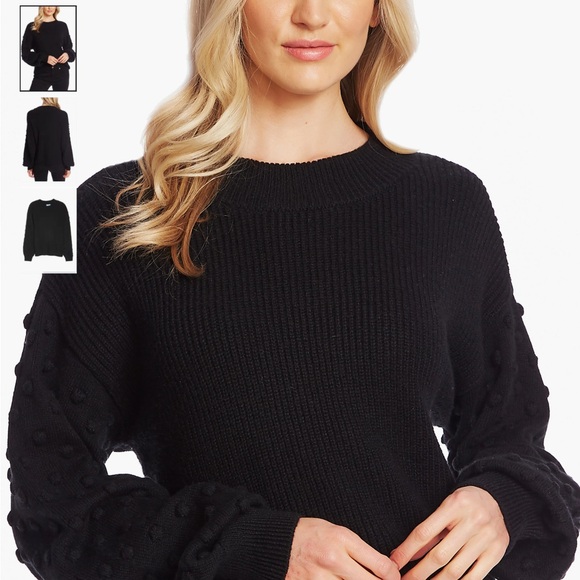 CeCe green puff sleeve bobble ribbed sweater, size small - Picture 6 of 6